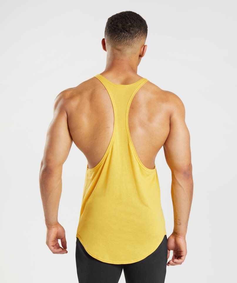 Men's Gymshark GS x David Laid Stringer Tanks Yellow | NZ 6ZNFOE